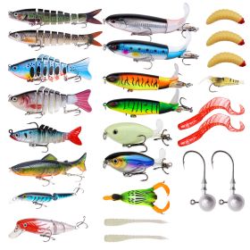 25-piece Set Multi-section Fish Topwater Propeller Bait Realistic Duck Bait Frog Accessory Set For Bass Freshwater Fishing
