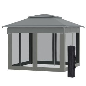 11x11 Outdoor Canopy, Portable Gazebo with Zipper Netting & Carry Bag Perfect for Backyard, Patio, Garden, Camping, Dark Gray (Option: Dark Gray-250x210x1190 mm)