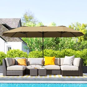 . Extra Large Patio Umbrella with Easy Crank Handle (Option: Coffee-1320x310x140 mm)
