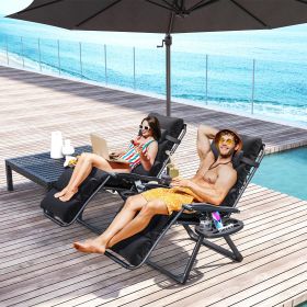 Zero Gravity Lounge Chair Set (Option: Black-955x300x670 mm)