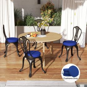 Patio Chair Cushions Set of 4 Round Seat Cushions for Dining Bistro Chairs Machine Washable (Option: Blue-390x390x320 mm)