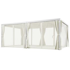 12' x 19' Aluminum Pergola with Adjustable Louvered, Outdoor Pergola with Curtains and Netting, Cream White (Option: White-2330x270x340 mm)