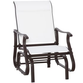 Outdoor Glider Chair, Gliders for Outside Patio with Steel Frame and Mesh Fabric for Backyard, Garden, and Porch, White (Option: Cream White-720x620x205 mm)