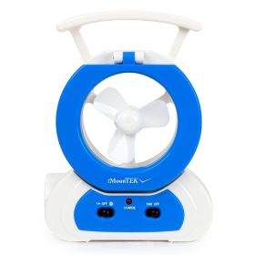 Desk Cooling Fan With 180Degree Adjustable LED Lamp Baby Stroller Fan Emergency Flashlight Torch For Household Camping Traveling (Color: Blue)