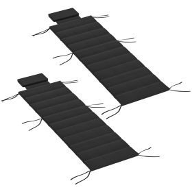 Foldable Chaise Lounge Cushion Set of 2, Outdoor Lounge Chair Cushion Set, UPF50+ 230gsm Olefin, 80" x 26" Black (Option: Black-690x360x370 mm)