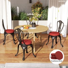 Patio Chair Cushions Set of 4 Round Seat Cushions for Dining Bistro Chairs Machine Washable (Option: Wine Red-390x390x320 mm)