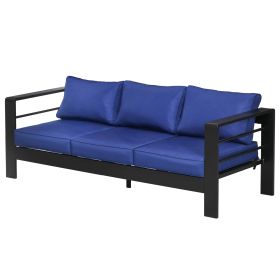 Patio Furniture with Cushions, Aluminum Outdoor Sofa with Wide Armrests, Navy Blue (Option: Navy Blue-990x720x420 mm)