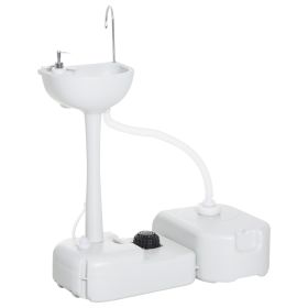 Portable Camping Sink, Handwashing Station Basin with 4.5 Gallon Tank, 6.3 Gallon Recovery Tank, Rolling Wheels & Soap Dispenser for RV, Outdoor (Option: Grey-630x400x370 mm)