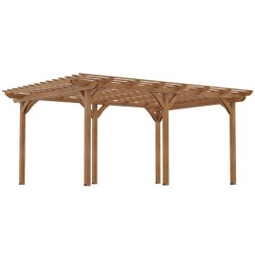 12' x 16' Outdoor Pergola Grape Trellis, Wood Gazebo for Climbing Plants at Garden, Patio, Backyard, Deck, Brown (Option: Brown-2260x245x240 mm)